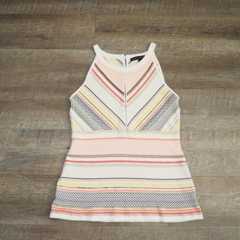 !! White House Black Market Multi-Color Stripe Sweater Knit Sleeveless Tank - Picture 2 of 7